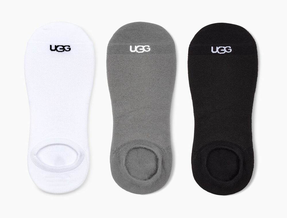 Ugg Socks Canada - Ugg Men's Oliver No Show 3 Pack White / Grey / Black